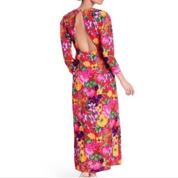 Rixo Target Pink Floral Open Back Cascade Ruffle Dress Womens Plus Size 20W/22W - Picture 14 of 14